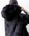 【RUNDHOLZ】 UNISEX FAUX FUR HOODIE COAT 324 1115_BLACK