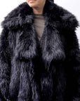 【RUNDHOLZ】 UNISEX FAUX FUR OVERSIZED COAT 324 1211_BLACK