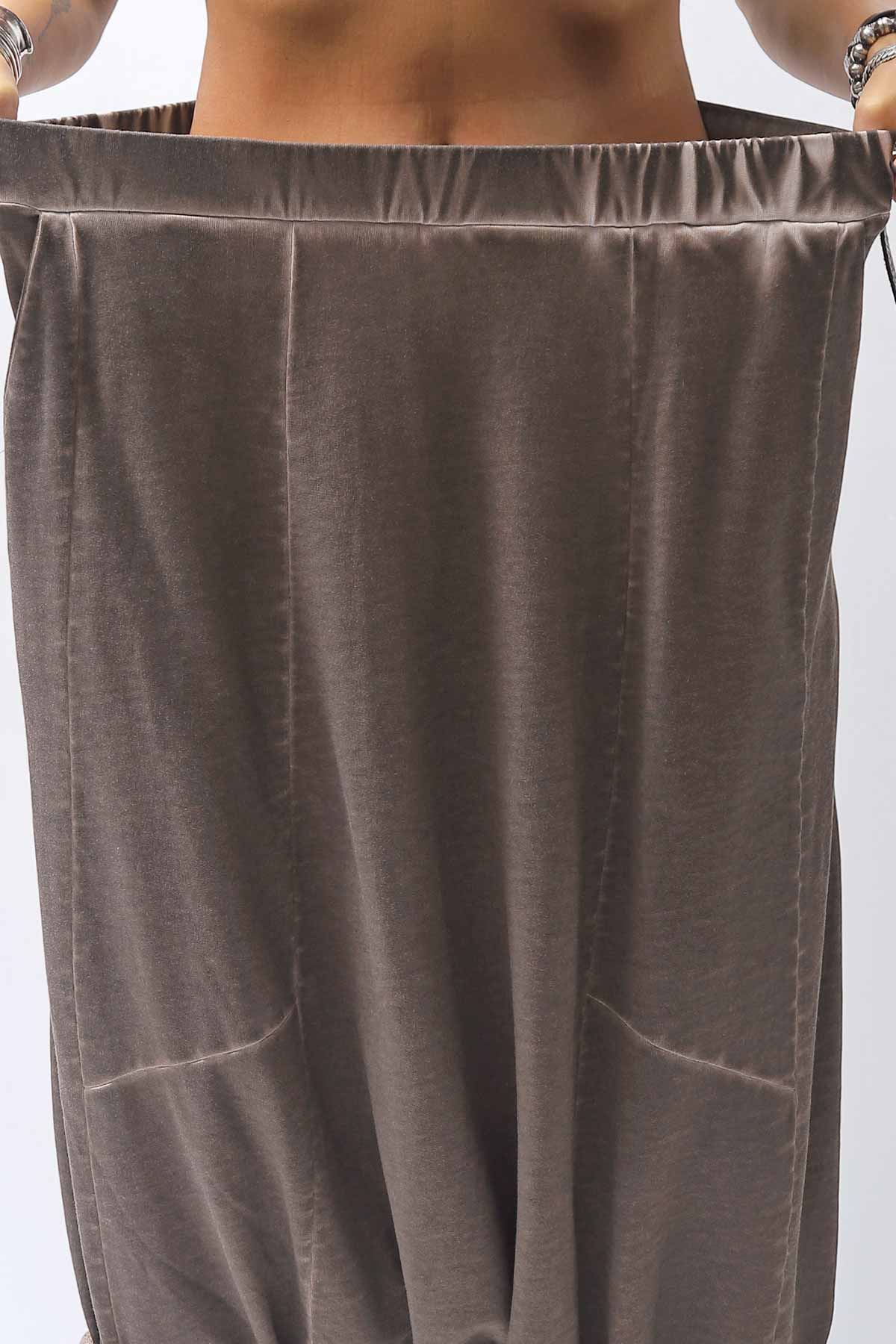 【PLÜ】 UNISEX COTTON SWEAT WIDE SARROUEL PANTS PL16P_CHOCOLATE