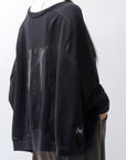 【PLÜ】 UNISEX COTTON SWEAT WIDE SHORT TOP PL8_BLACK