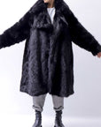 【RUNDHOLZ】 UNISEX FAUX FUR OVERSIZED COAT 324 1211_BLACK