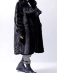 【RUNDHOLZ】 UNISEX FAUX FUR OVERSIZED COAT 324 1211_BLACK