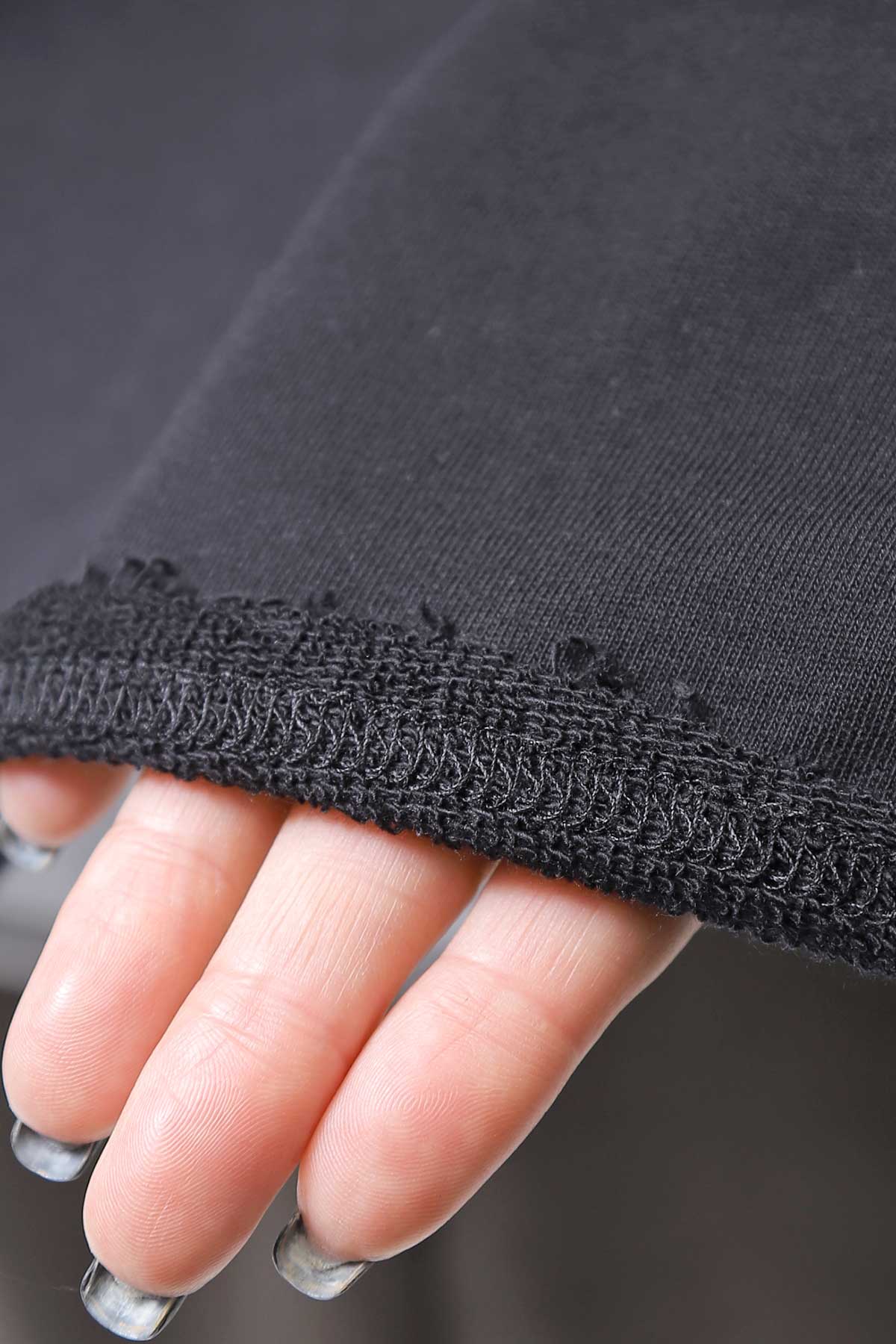 【PLÜ】 UNISEX COTTON SWEAT WIDE SHORT TOP PL8_BLACK