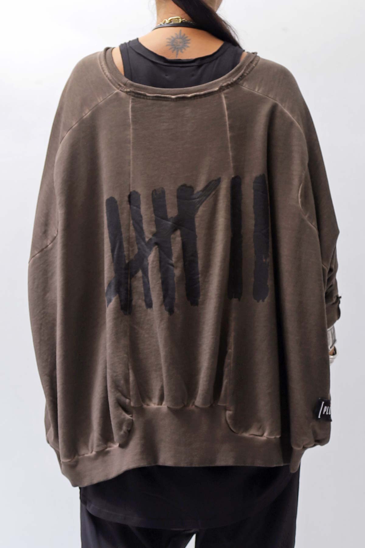 【PLÜ】 UNISEX COTTON SWEAT WIDE SHORT TOP PL8_CHOCOLATE