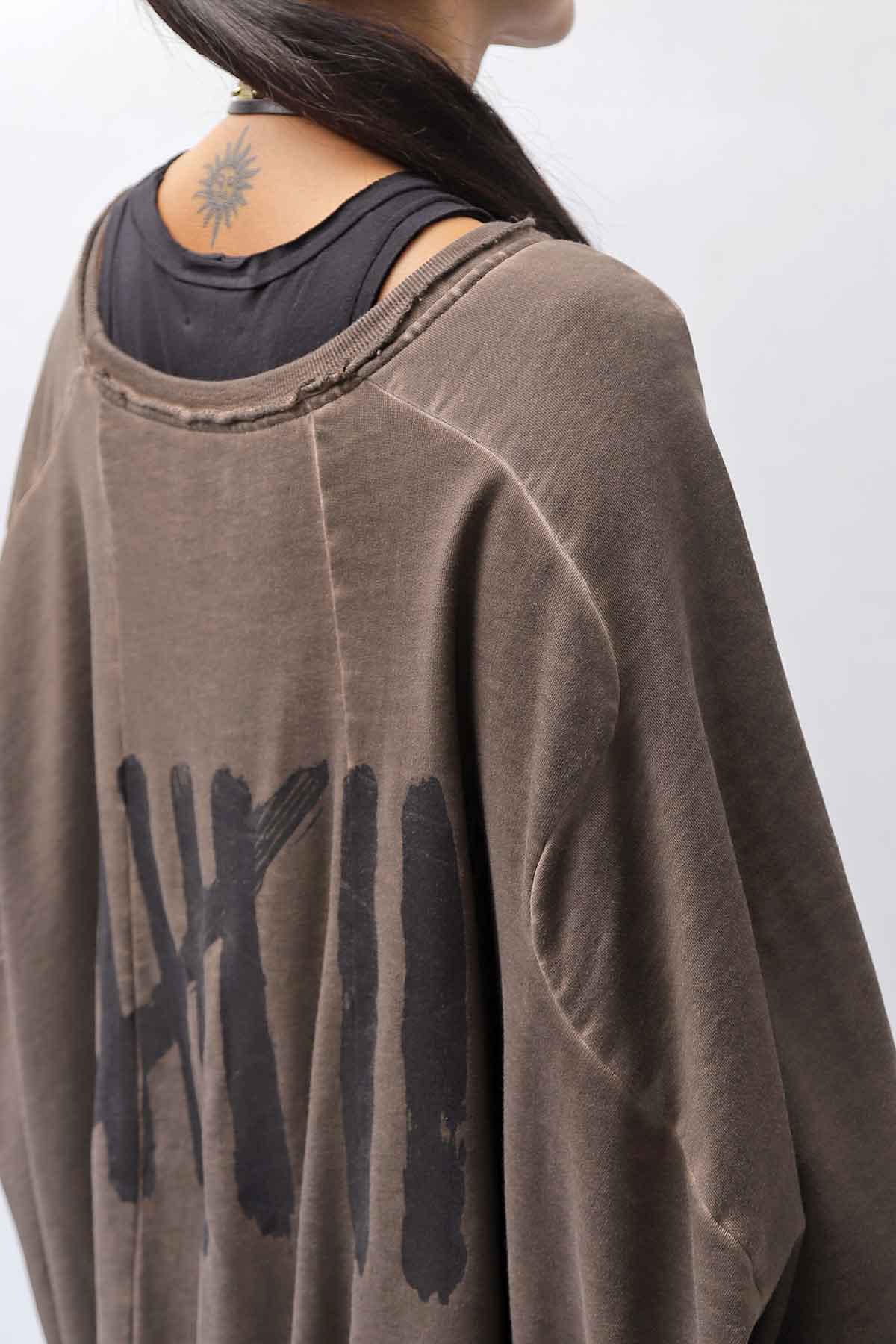 【PLÜ】 UNISEX COTTON SWEAT WIDE SHORT TOP PL8_CHOCOLATE