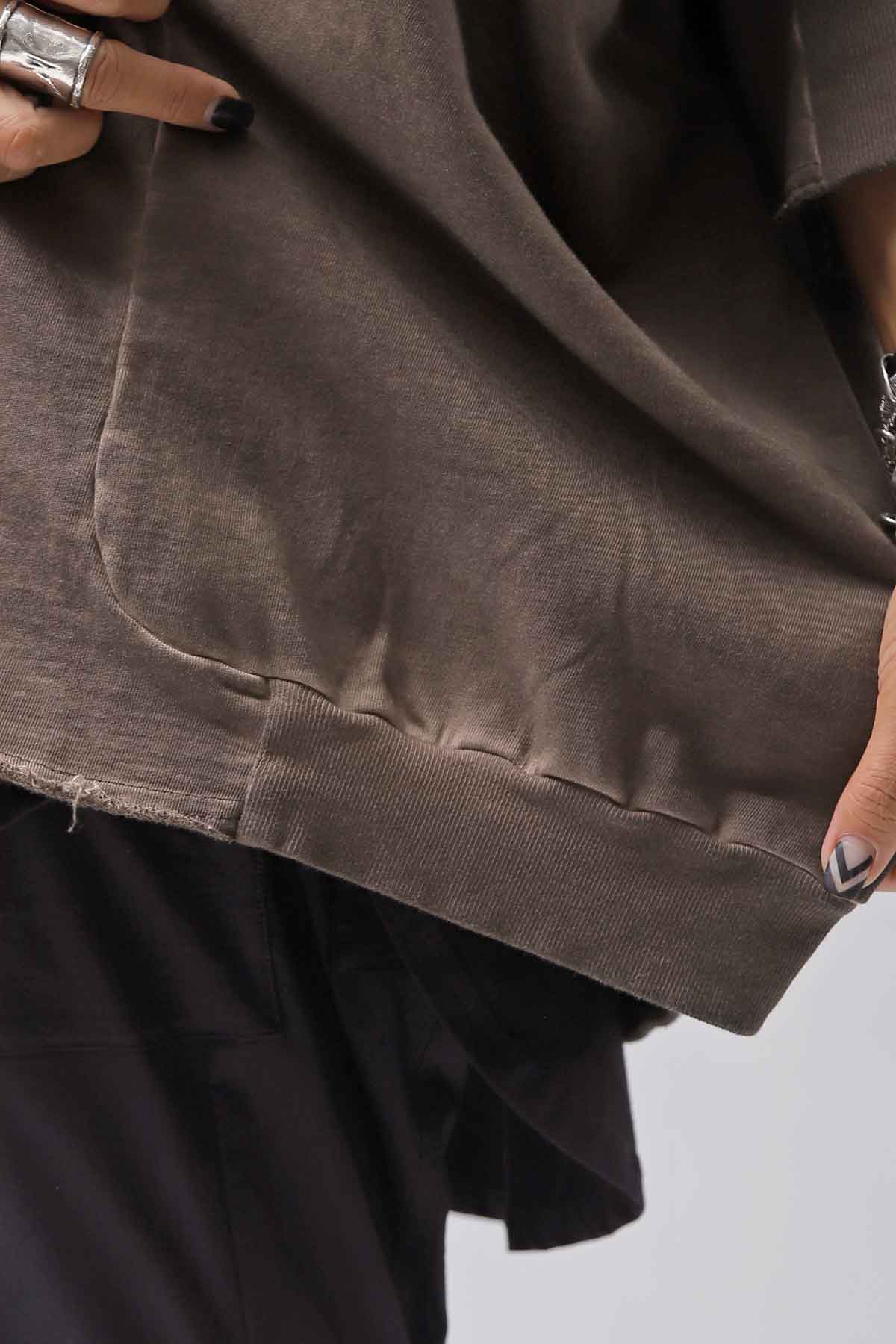 【PLÜ】 UNISEX COTTON SWEAT WIDE SHORT TOP PL8_CHOCOLATE