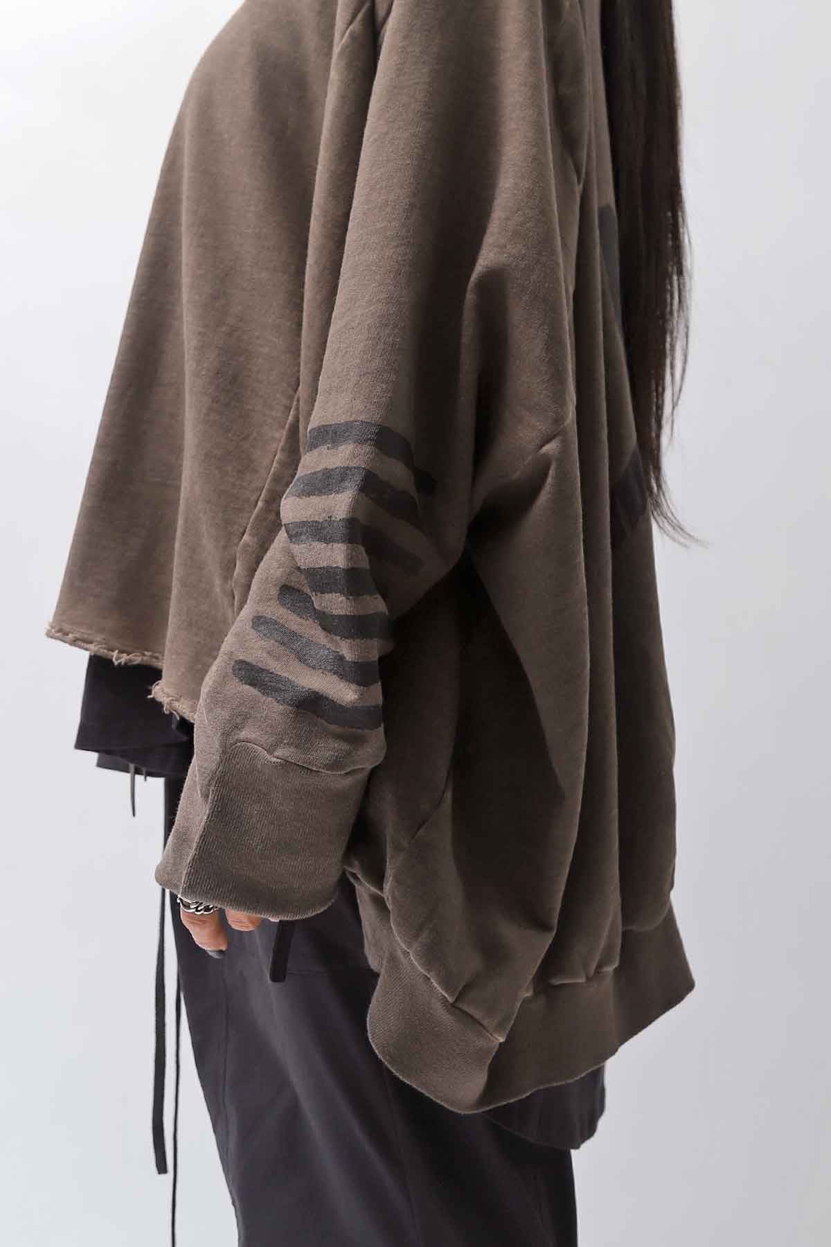 【PLÜ】 UNISEX COTTON SWEAT WIDE SHORT TOP PL8_CHOCOLATE