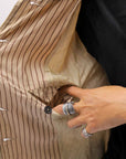 【RUNDHOLZ】 VINTAGE-DYED STRIPED SHIRT JACKET_CLAY CLOUD STRIPE