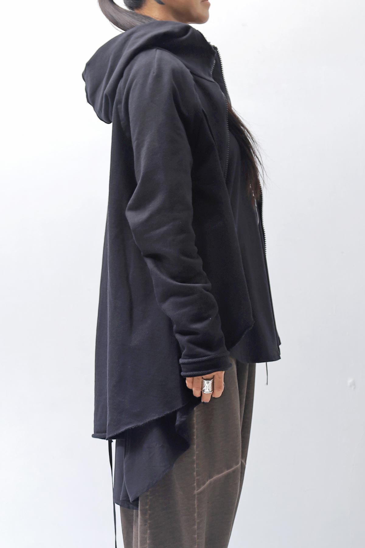 【studio b3】 BACK LAYERED SWEAT ZIP-UP HOODIE MPB1877_BLACK