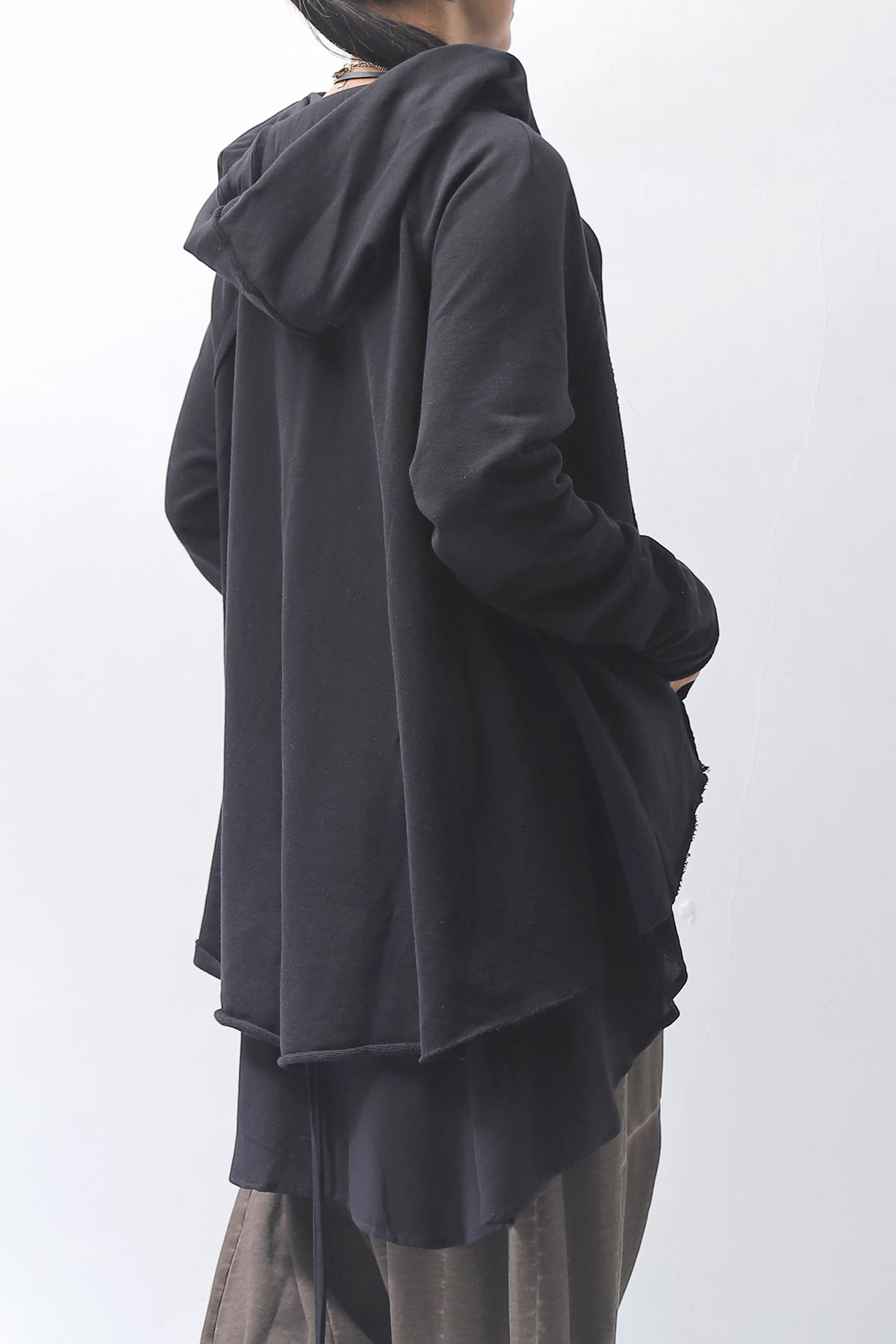 【studio b3】 BACK LAYERED SWEAT ZIP-UP HOODIE MPB1877_BLACK