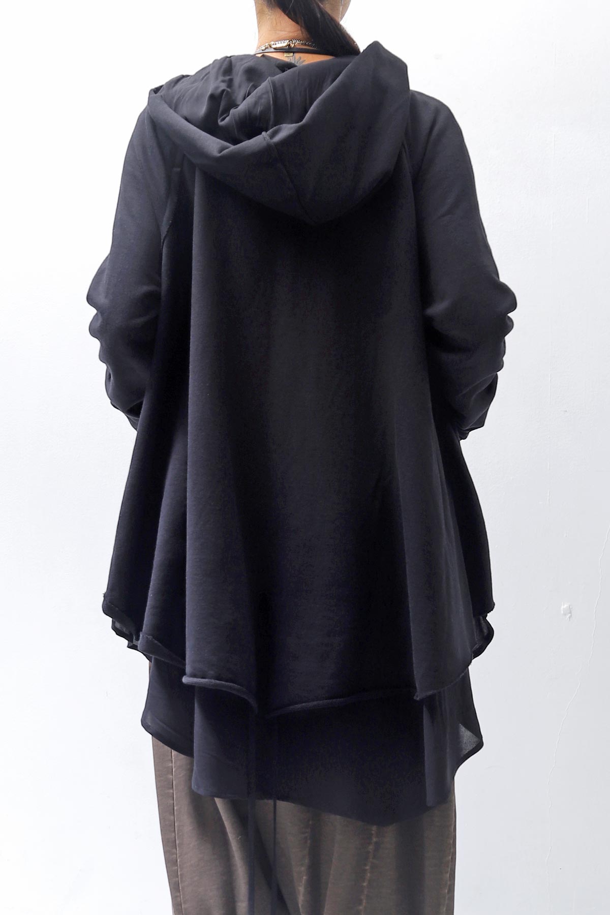 【studio b3】 BACK LAYERED SWEAT ZIP-UP HOODIE MPB1877_BLACK