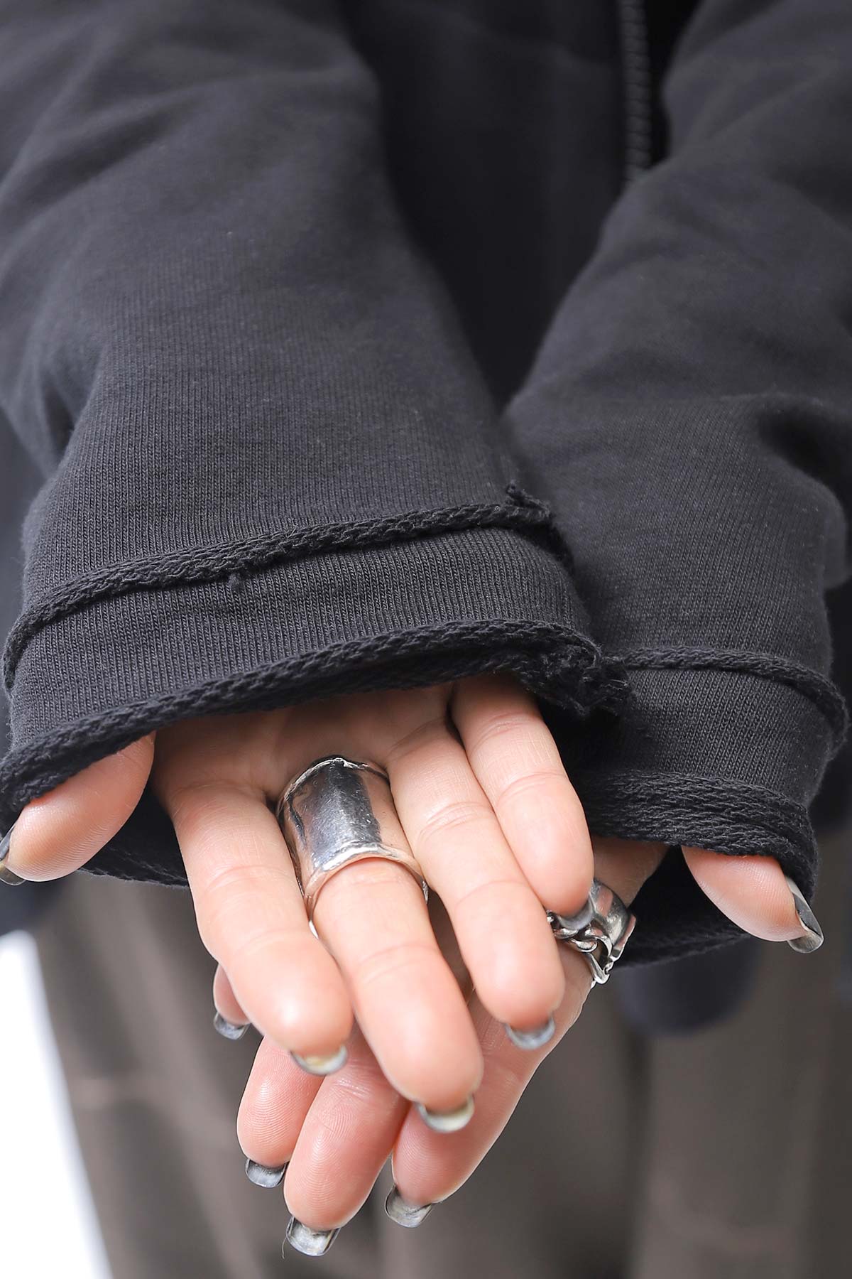 【studio b3】 BACK LAYERED SWEAT ZIP-UP HOODIE MPB1877_BLACK