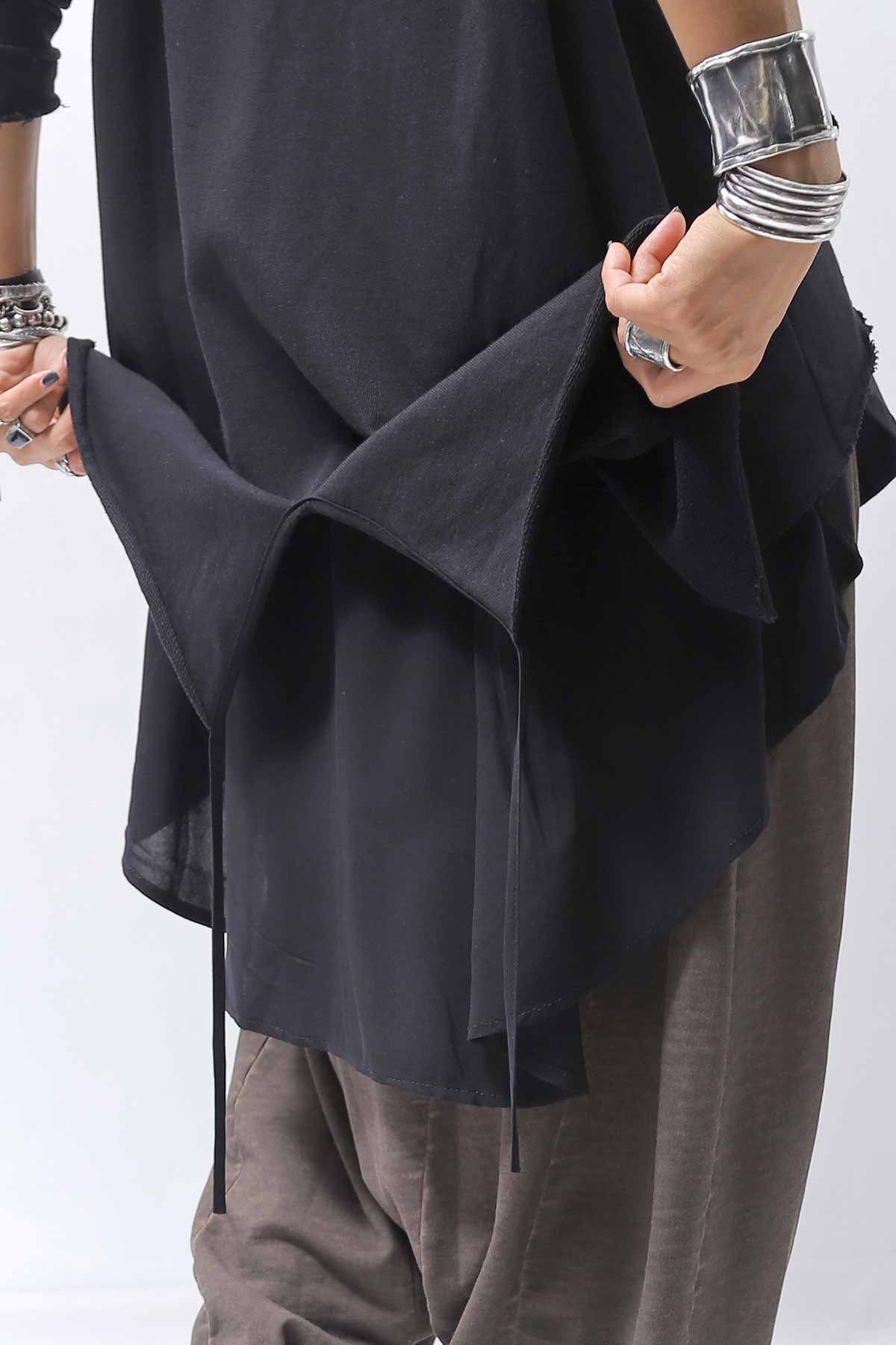 【studio b3】 BACK LAYERED SWEAT ZIP-UP HOODIE MPB1877_BLACK