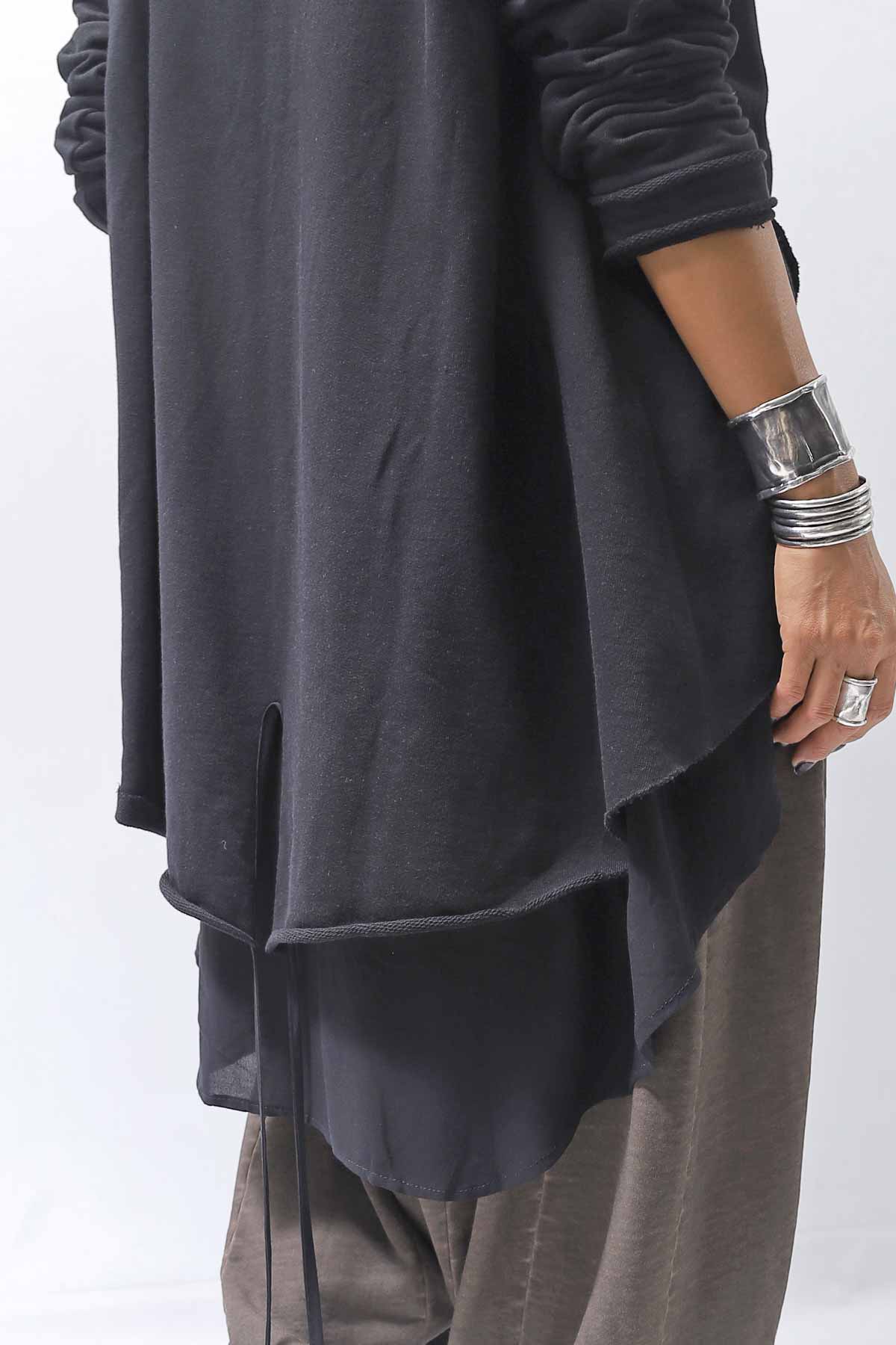 【studio b3】 BACK LAYERED SWEAT ZIP-UP HOODIE MPB1877_BLACK