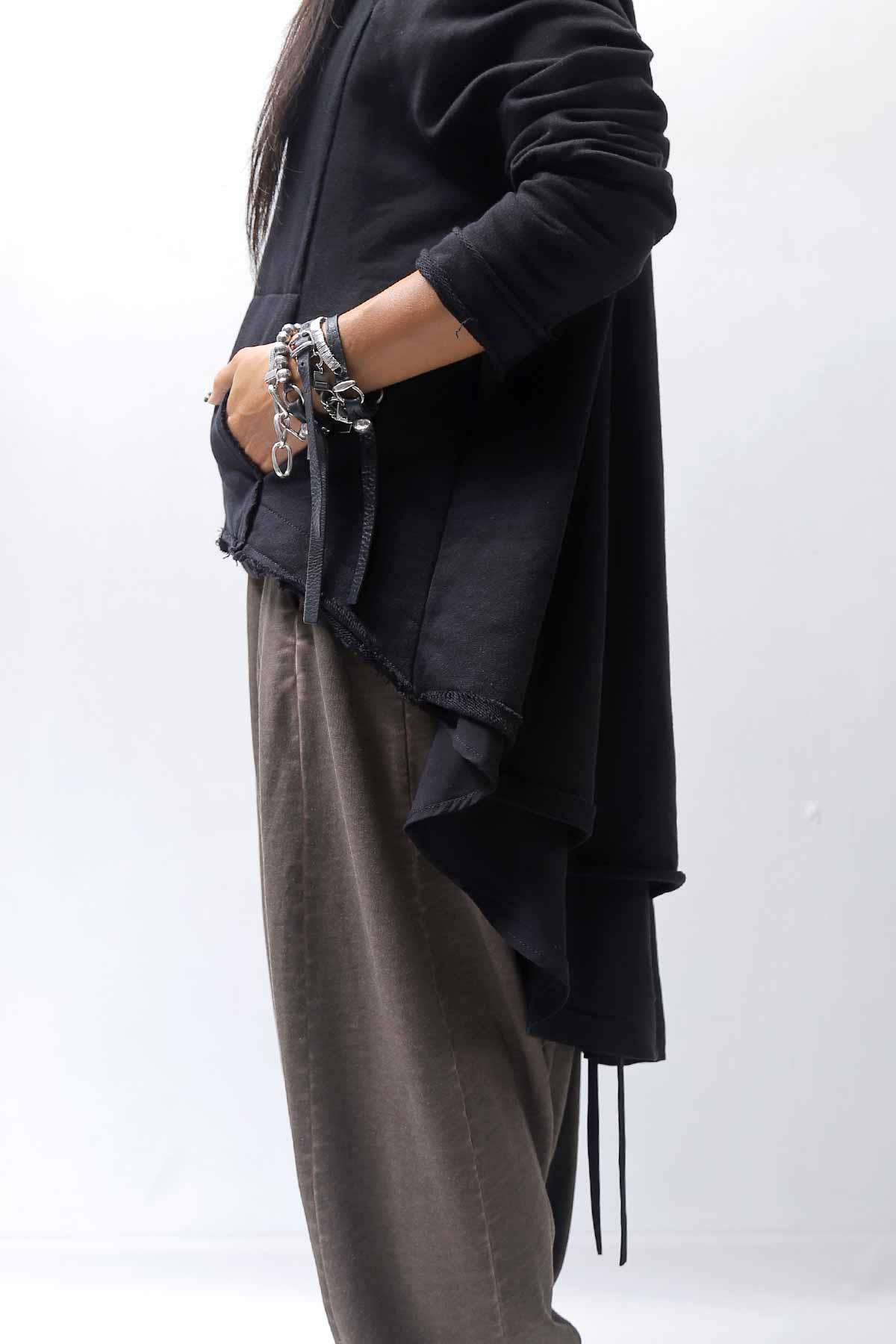 【studio b3】 BACK LAYERED SWEAT ZIP-UP HOODIE MPB1877_BLACK