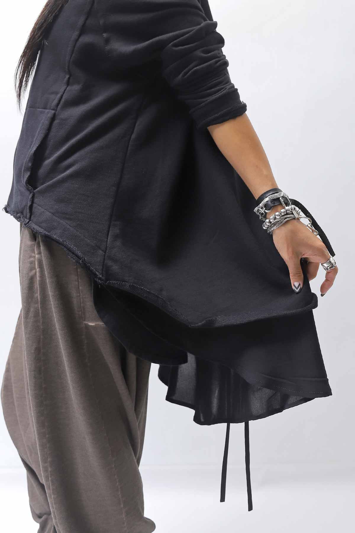 【studio b3】 BACK LAYERED SWEAT ZIP-UP HOODIE MPB1877_BLACK