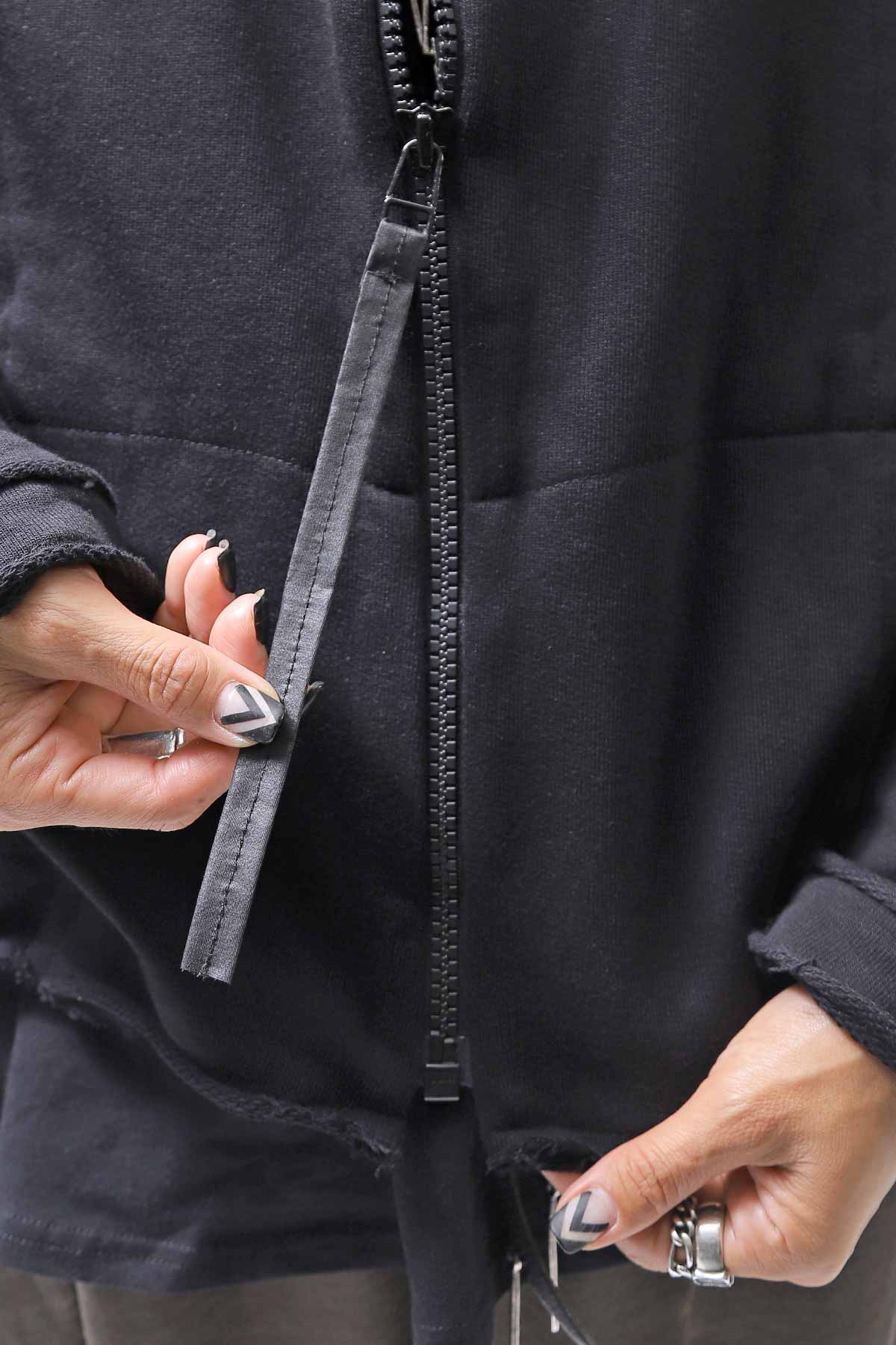 【studio b3】 BACK LAYERED SWEAT ZIP-UP HOODIE MPB1877_BLACK