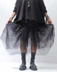 【PLÜ】 TULLE DENIM SKIRT PL10_BLACK