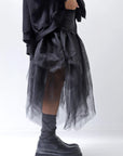 【PLÜ】 TULLE DENIM SKIRT PL10_BLACK