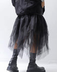 【PLÜ】 TULLE DENIM SKIRT PL10_BLACK