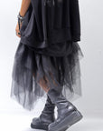【PLÜ】 TULLE DENIM SKIRT PL10_BLACK