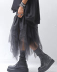 【PLÜ】 TULLE DENIM SKIRT PL10_BLACK