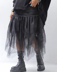 【PLÜ】 TULLE DENIM SKIRT PL10_BLACK