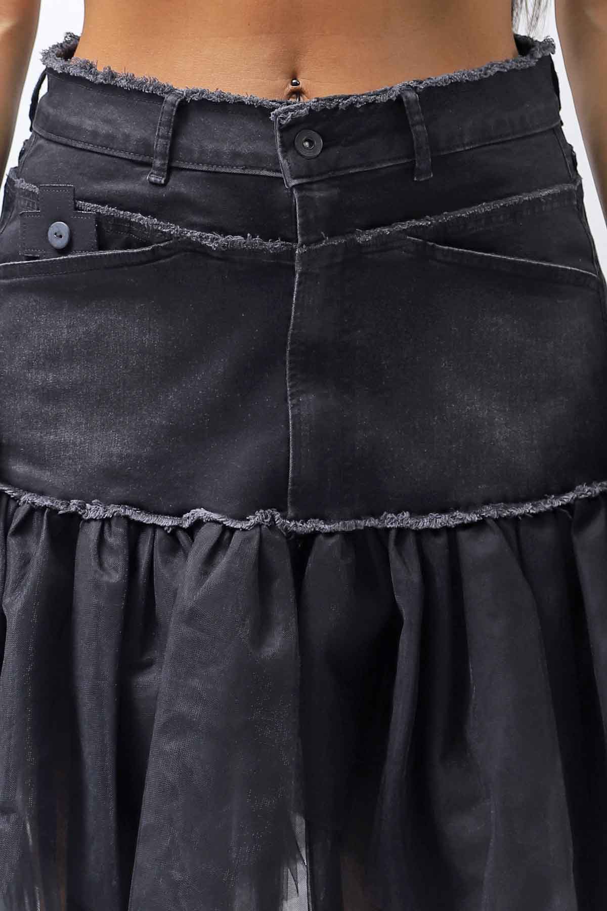 【PLÜ】 TULLE DENIM SKIRT PL10_BLACK