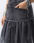 【PLÜ】 TULLE DENIM SKIRT PL10_BLACK
