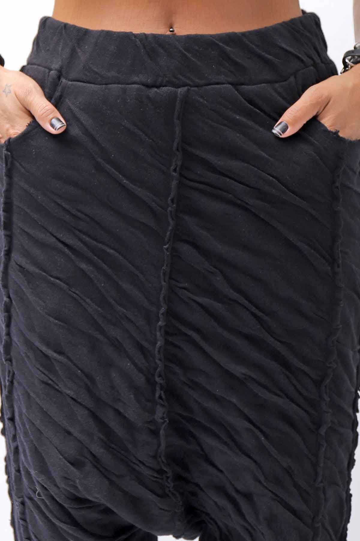 【studio b3】 UNISEX CRINKLED SOFT COTTON PANTS RBB1972_BLACK