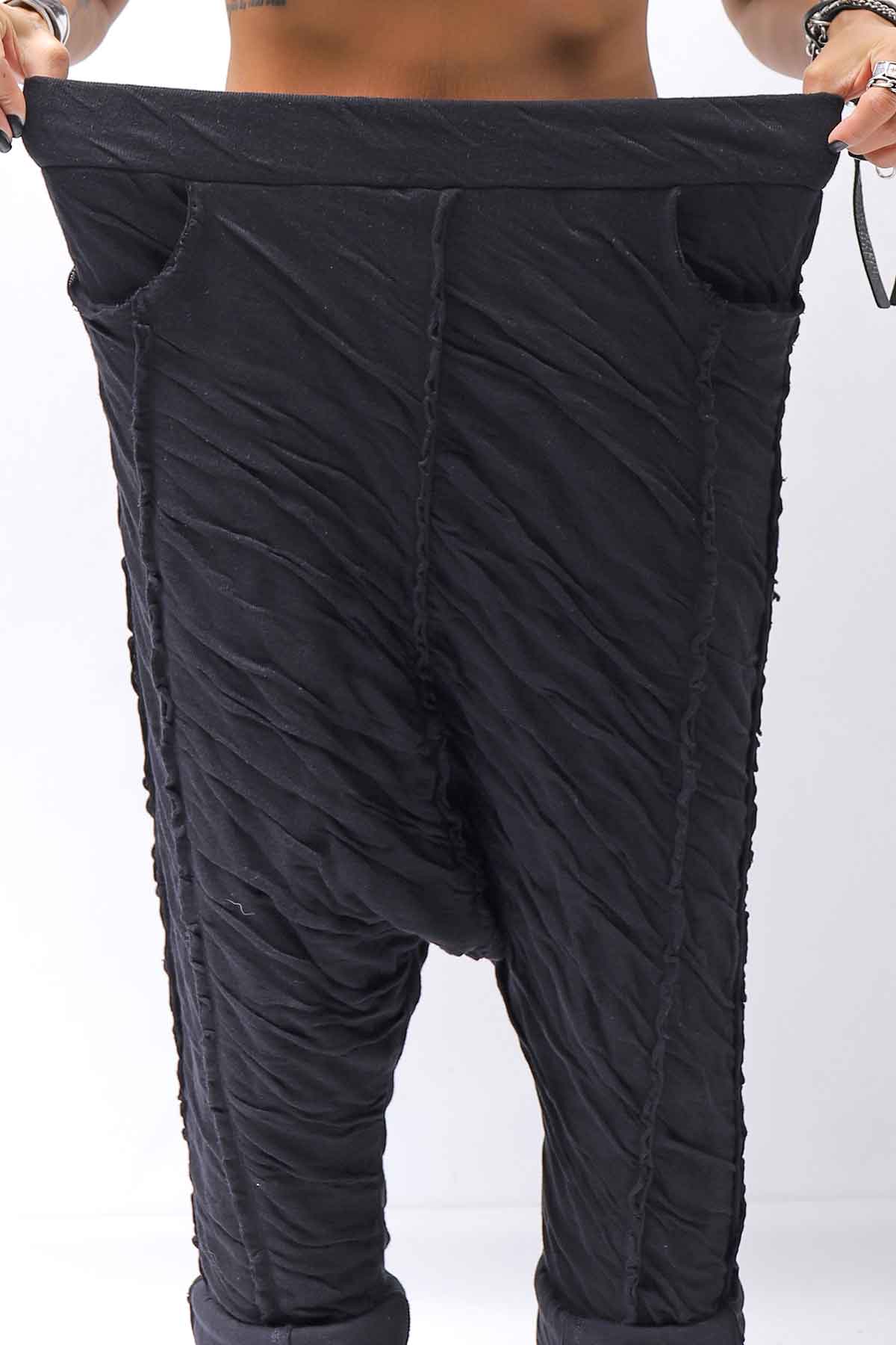 【studio b3】 UNISEX CRINKLED SOFT COTTON PANTS RBB1972_BLACK