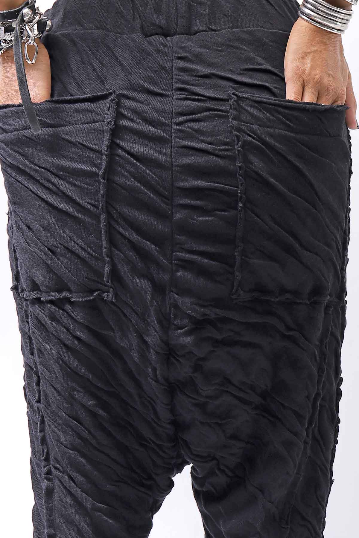 【studio b3】 UNISEX CRINKLED SOFT COTTON PANTS RBB1972_BLACK