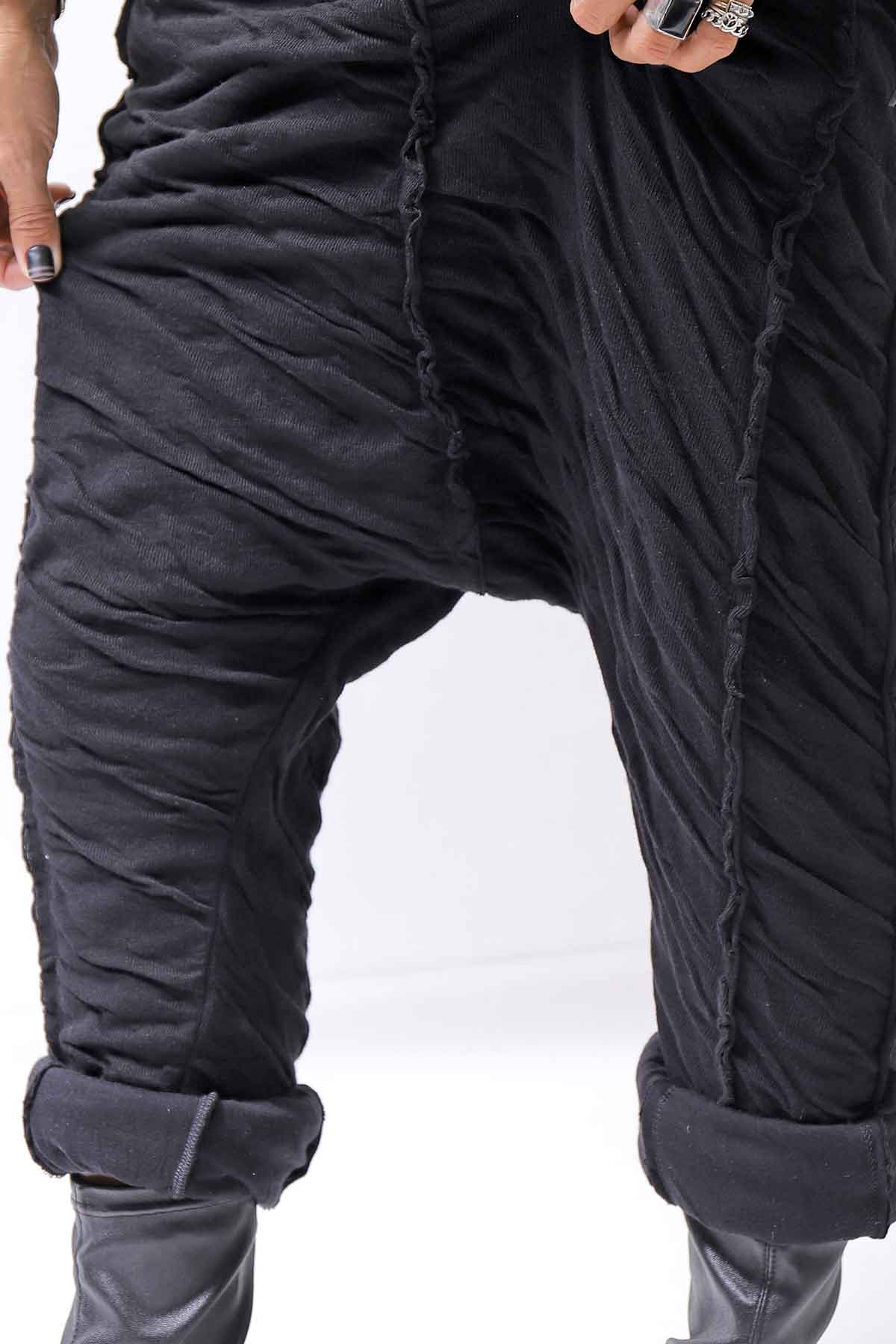 【studio b3】 UNISEX CRINKLED SOFT COTTON PANTS RBB1972_BLACK