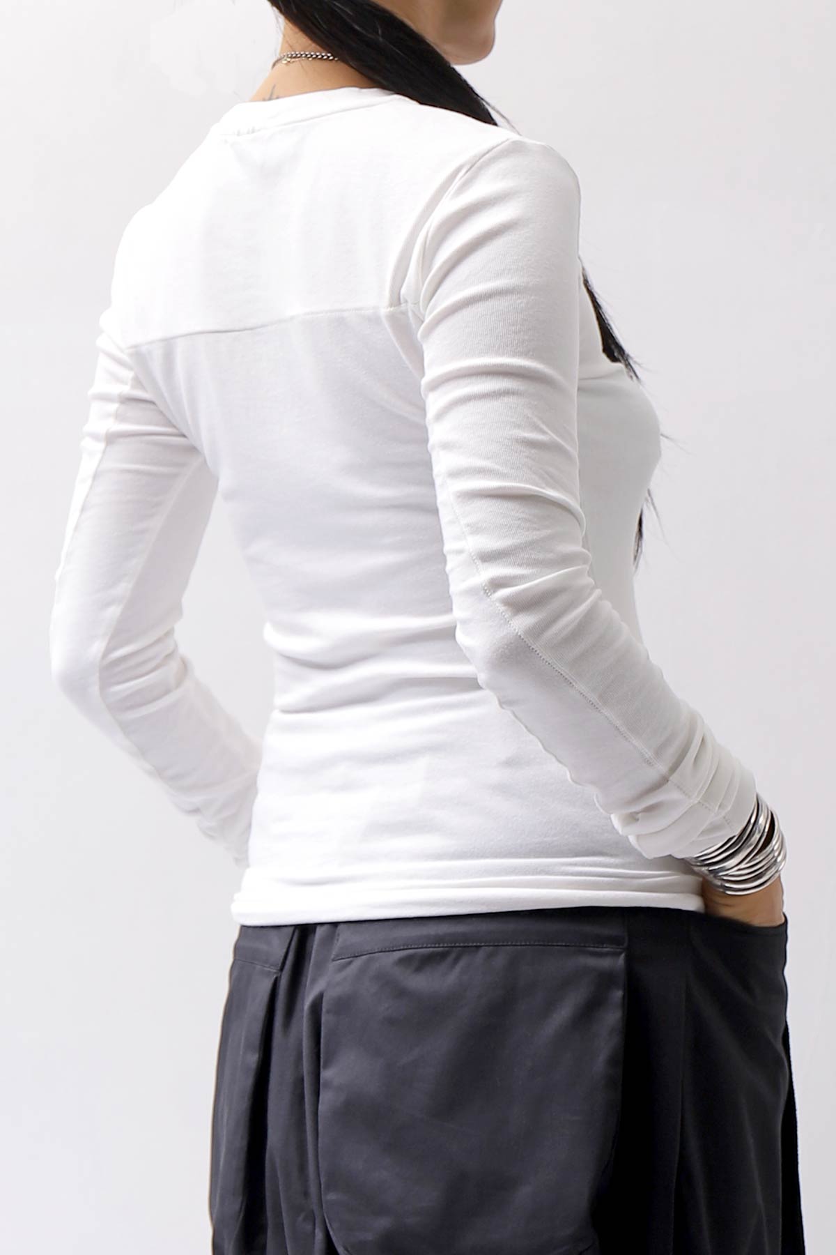 【thom/krom】 COTTON MODAL SLIM FIT RIB TOP WTS530_WHITE