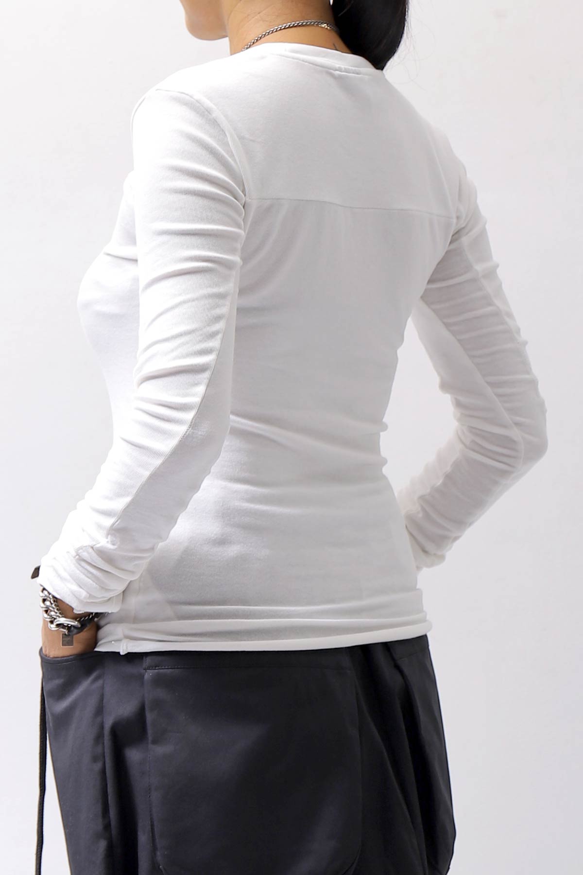 【thom/krom】 COTTON MODAL SLIM FIT RIB TOP WTS530_WHITE