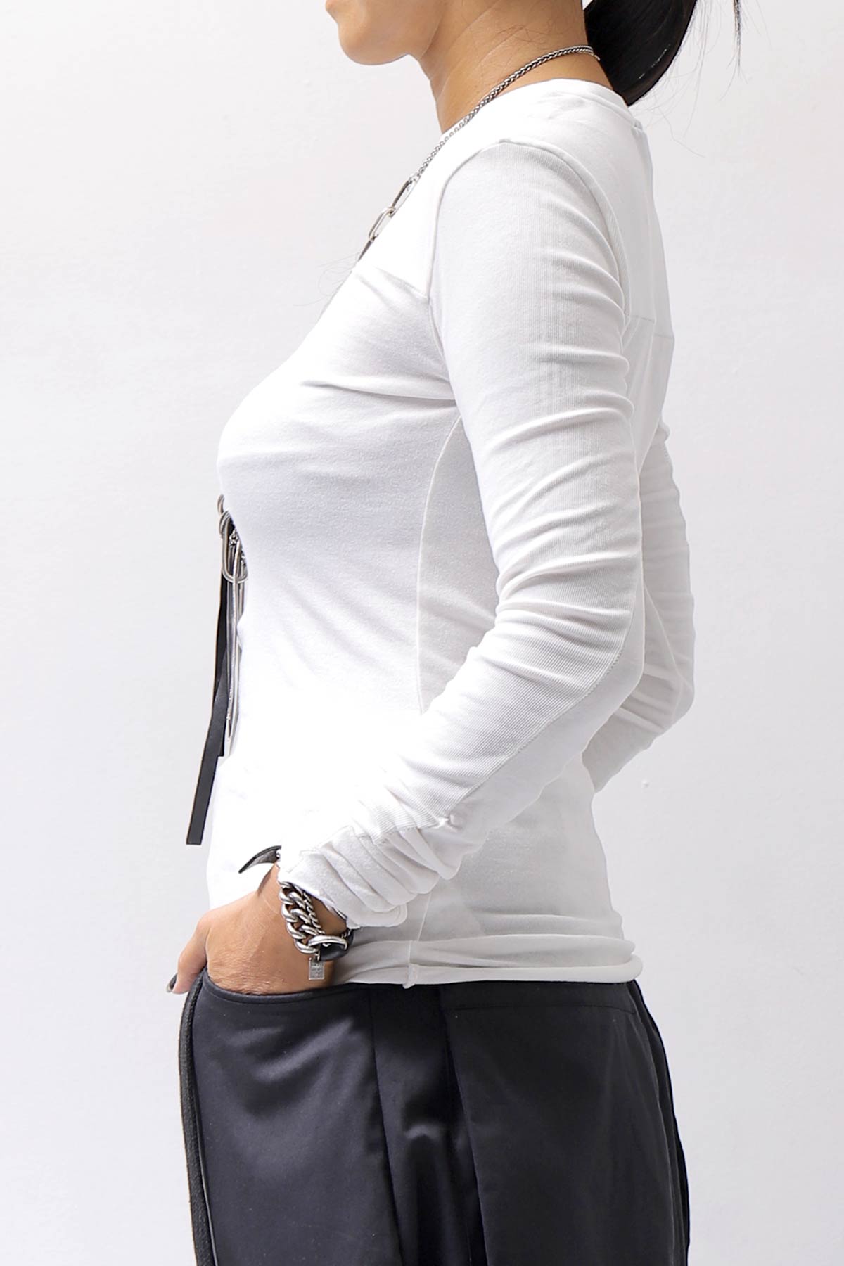 【thom/krom】 COTTON MODAL SLIM FIT RIB TOP WTS530_WHITE