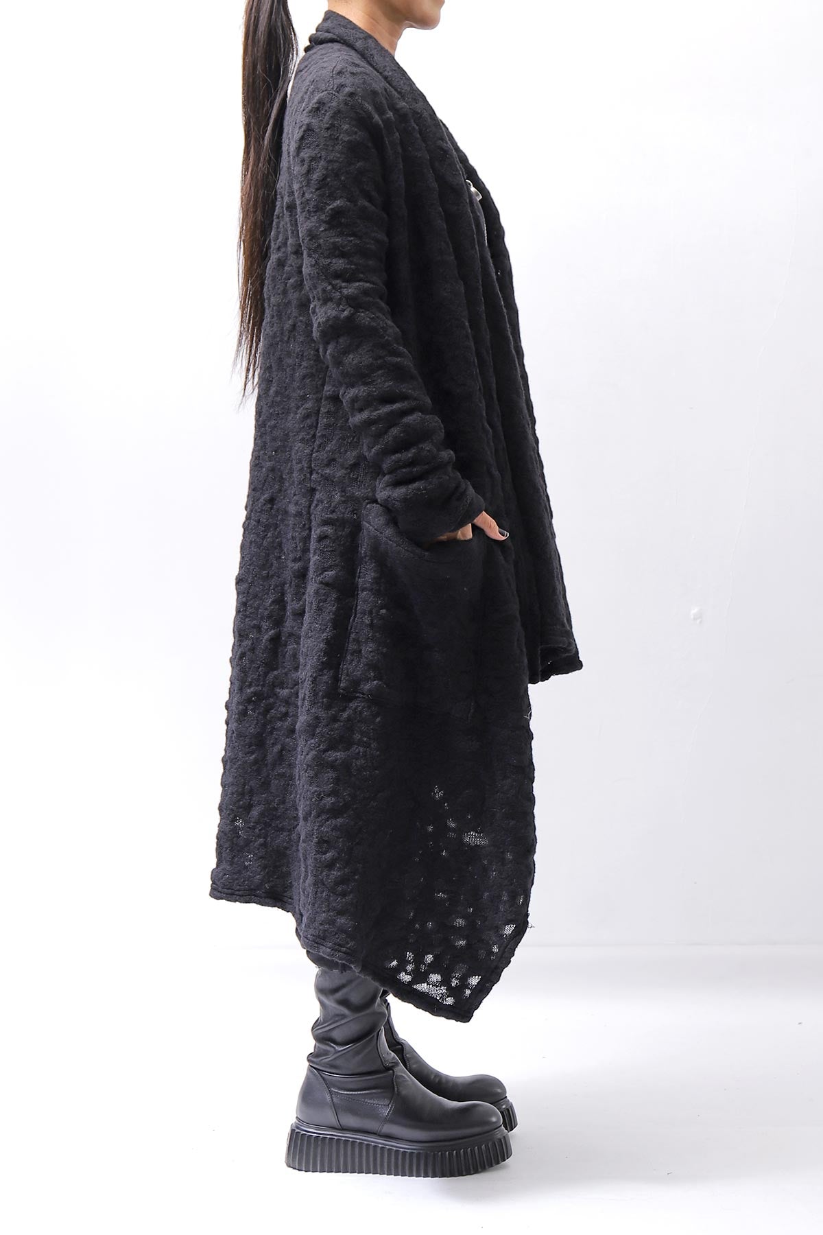 【NOSTRASANTISSIMA】 UNISEX JACQUARD LONG CARDIGAN MW159_BLACK