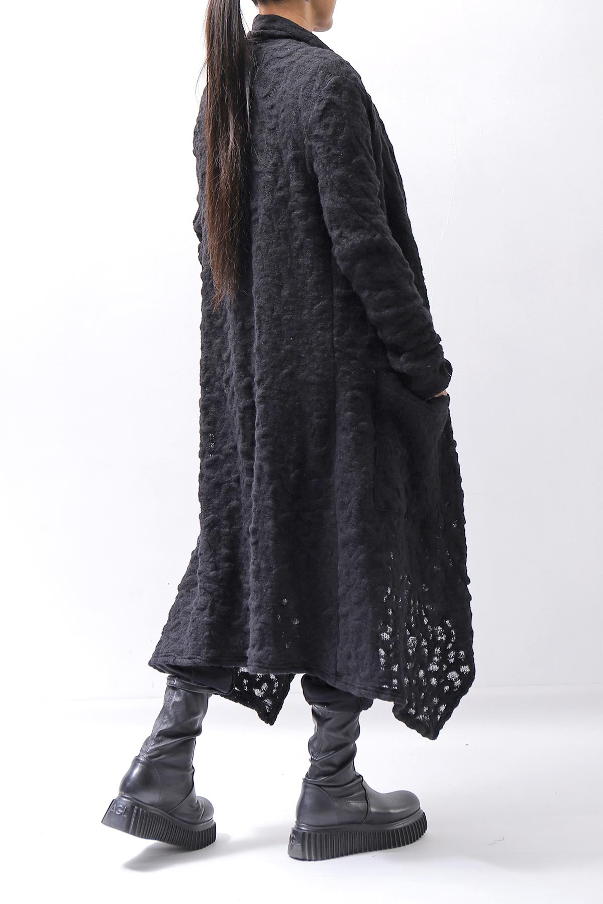 【NOSTRASANTISSIMA】 UNISEX JACQUARD LONG CARDIGAN MW159_BLACK