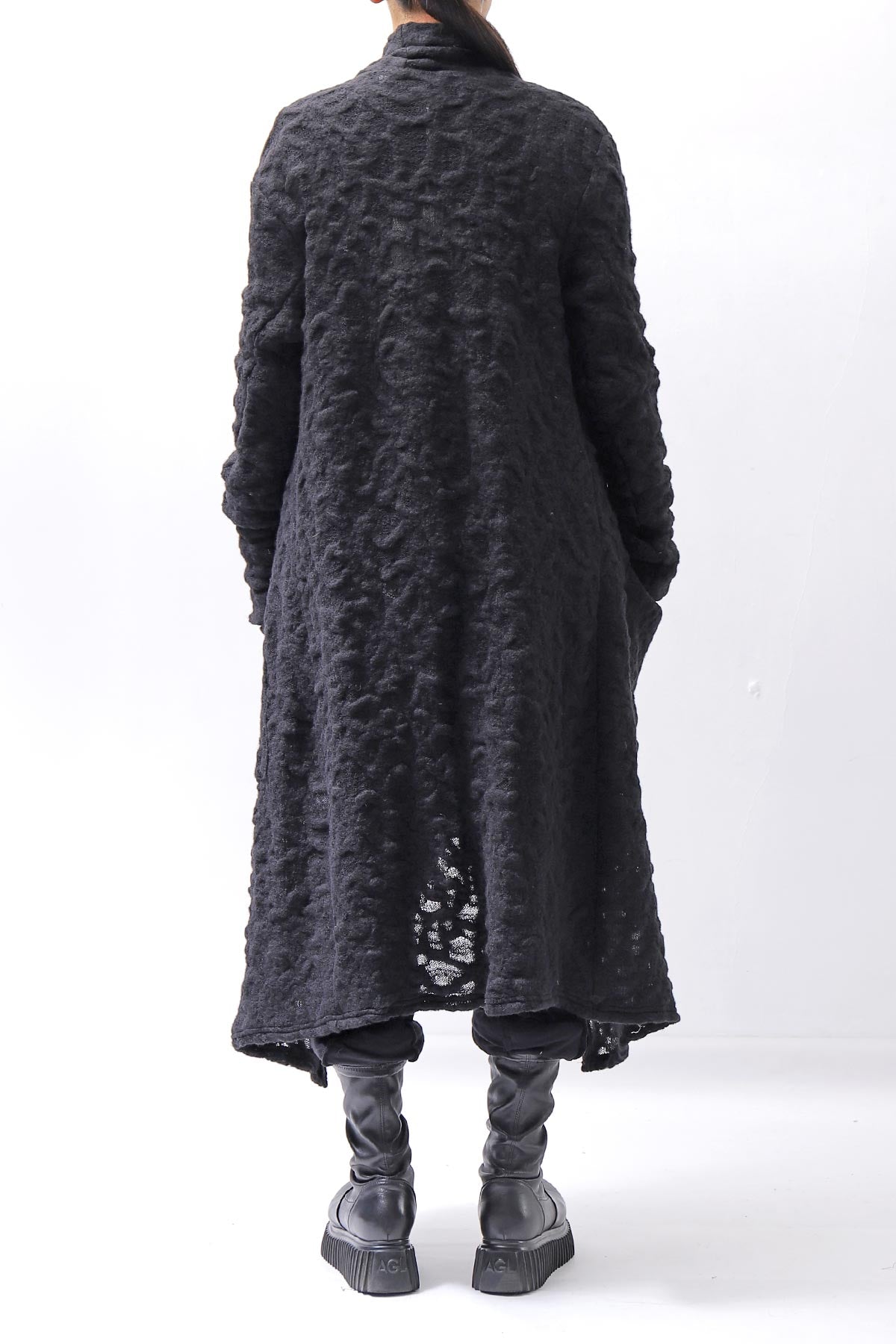 【NOSTRASANTISSIMA】 UNISEX JACQUARD LONG CARDIGAN MW159_BLACK