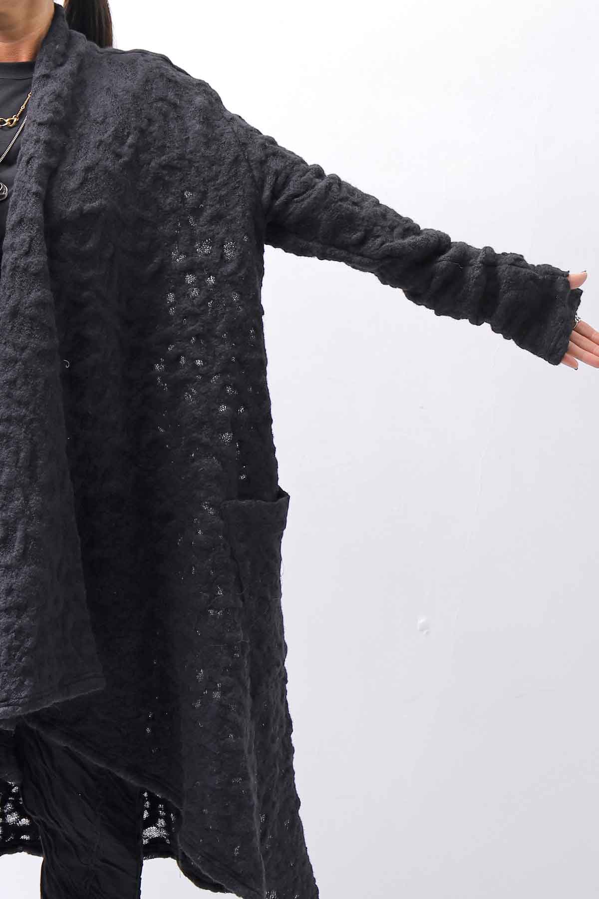 【NOSTRASANTISSIMA】 UNISEX JACQUARD LONG CARDIGAN MW159_BLACK