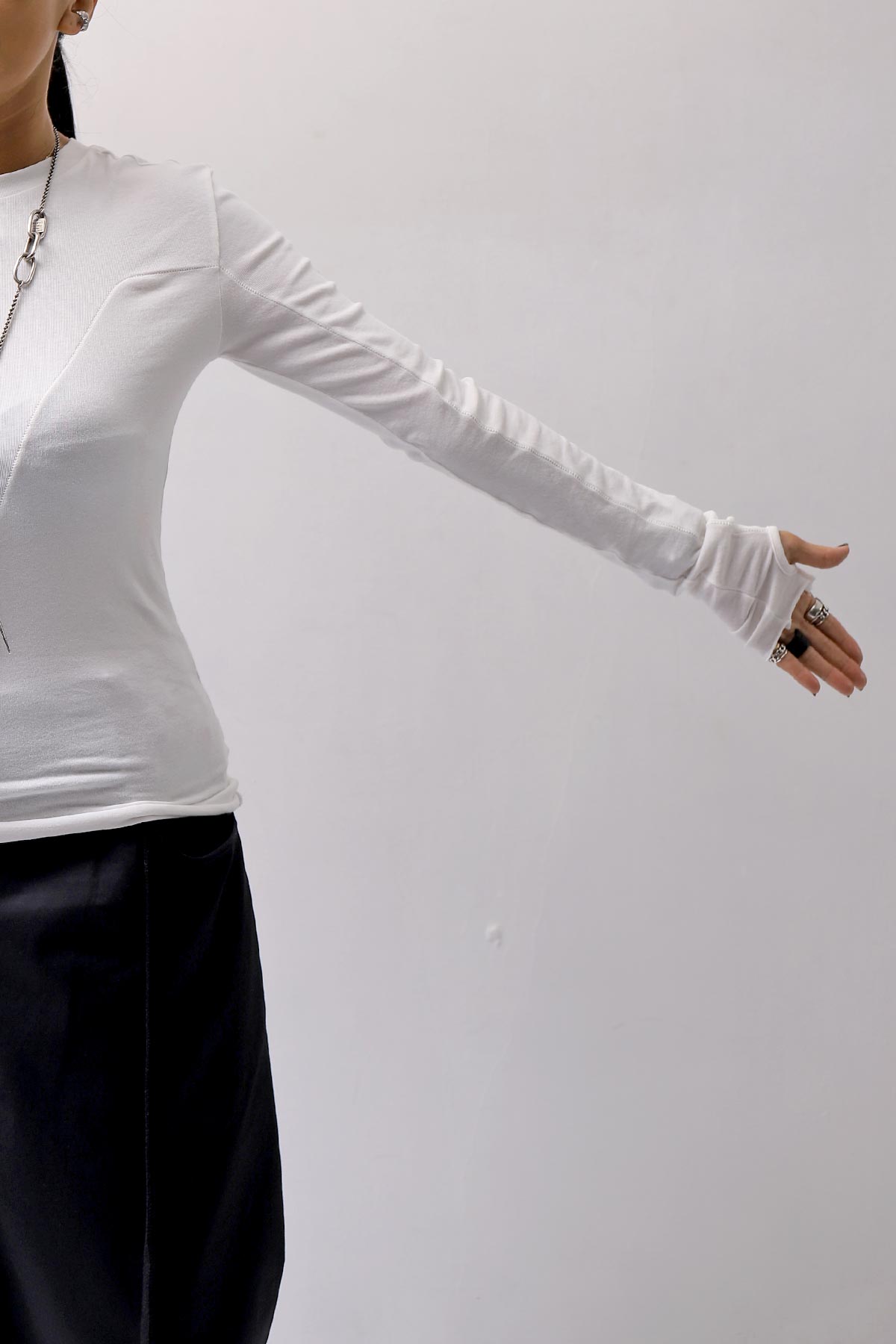 【thom/krom】 COTTON MODAL SLIM FIT RIB TOP WTS530_WHITE