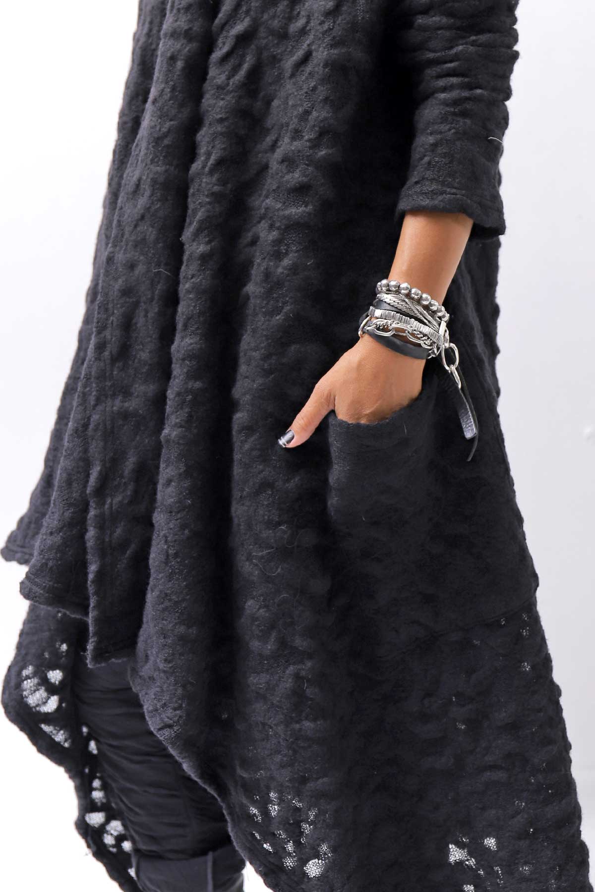 【NOSTRASANTISSIMA】 UNISEX JACQUARD LONG CARDIGAN MW159_BLACK