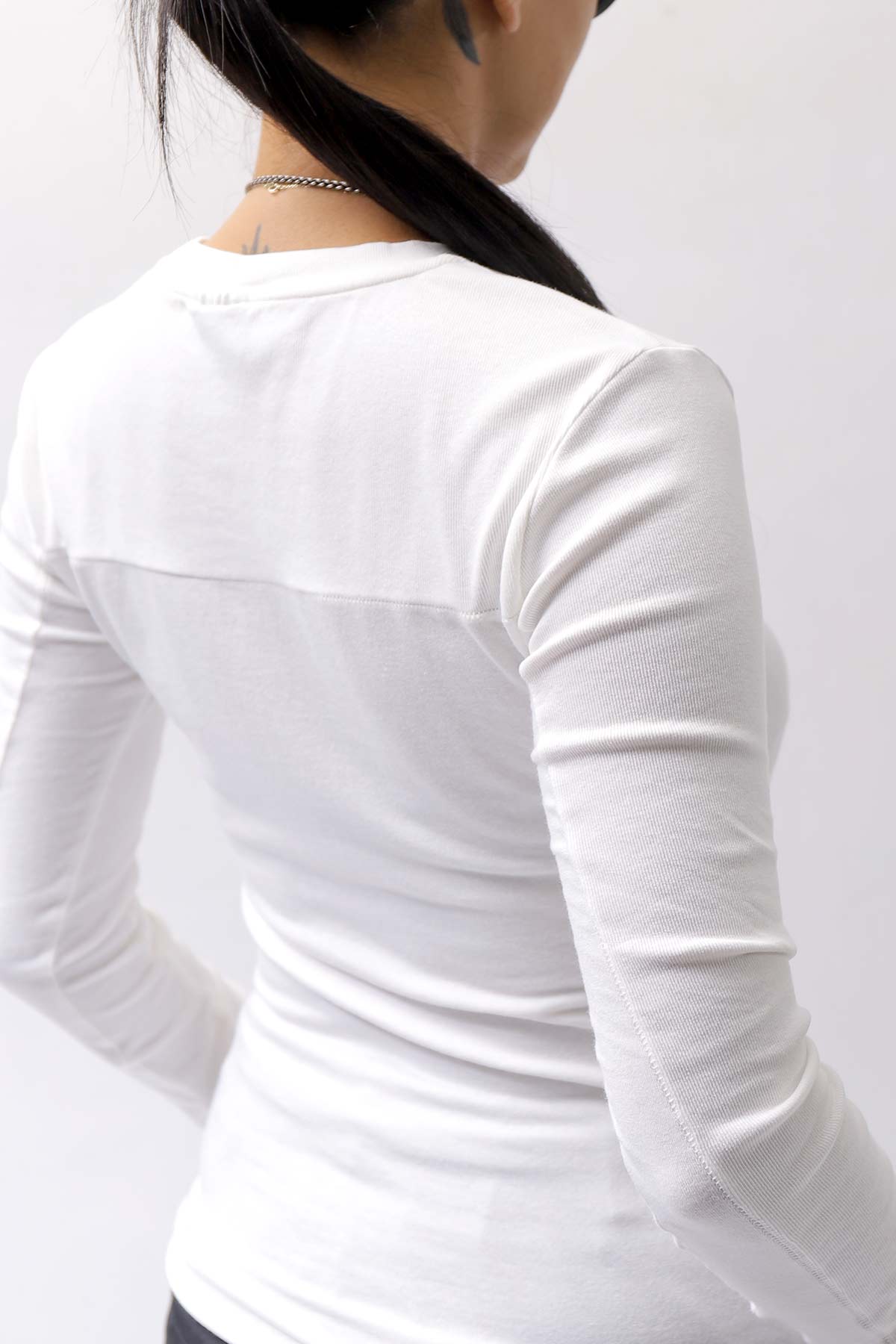 【thom/krom】 COTTON MODAL SLIM FIT RIB TOP WTS530_WHITE