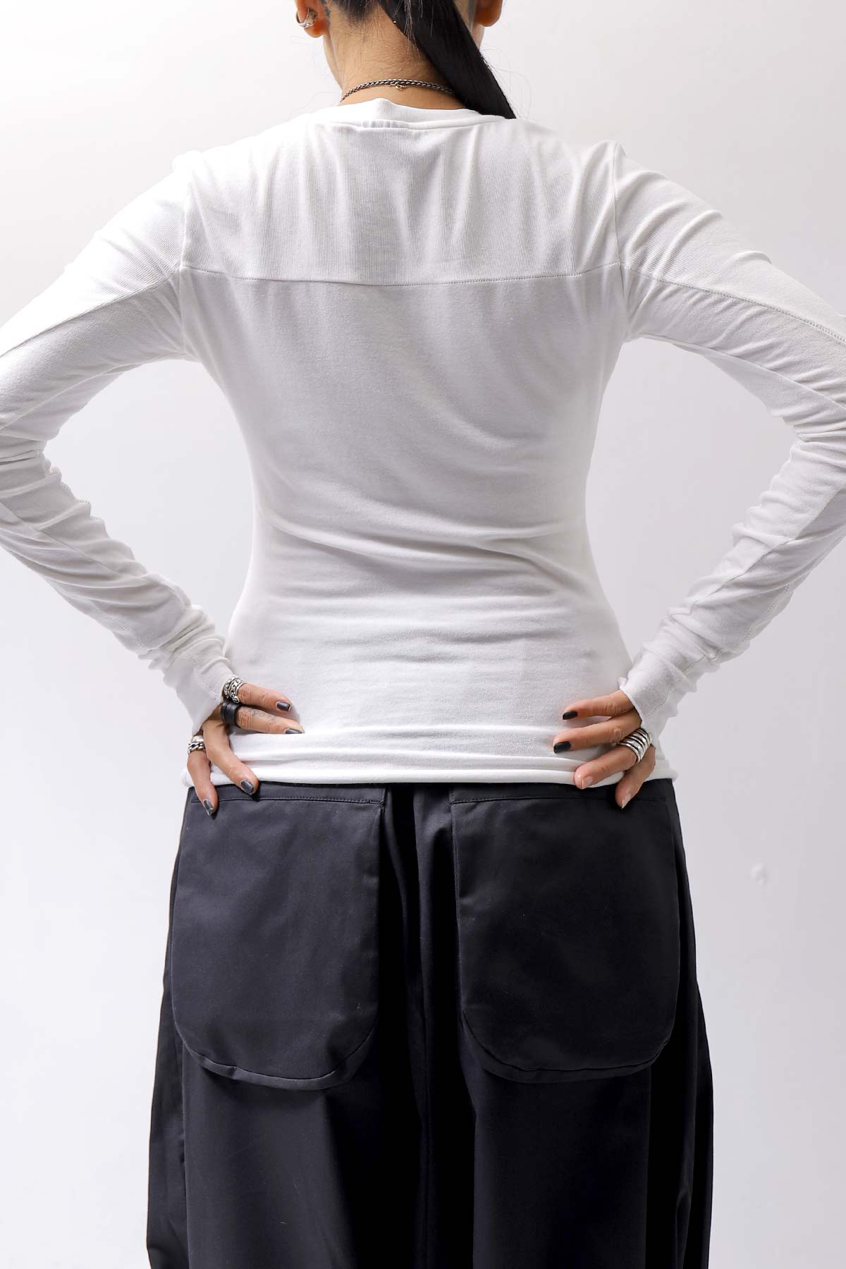 【thom/krom】 COTTON MODAL SLIM FIT RIB TOP WTS530_WHITE