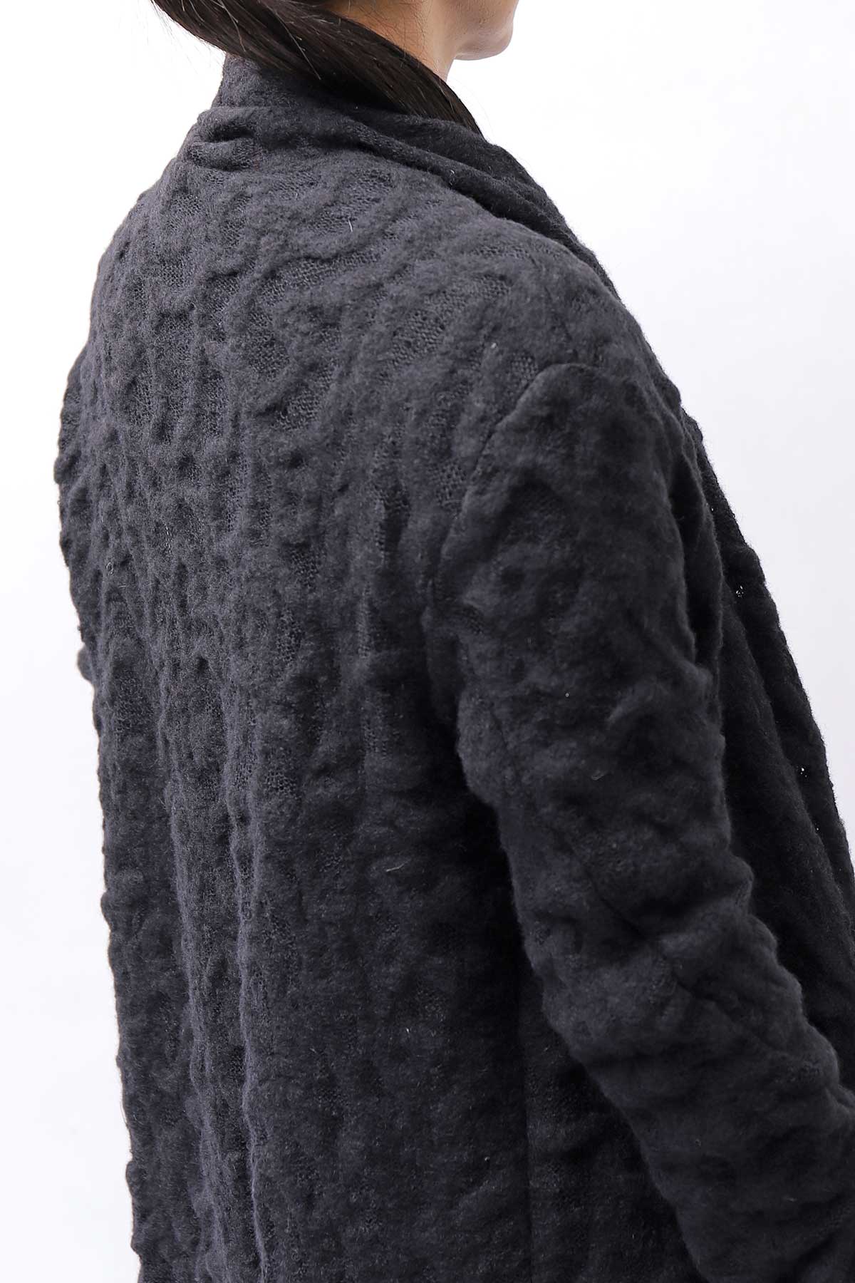 【NOSTRASANTISSIMA】 UNISEX JACQUARD LONG CARDIGAN MW159_BLACK