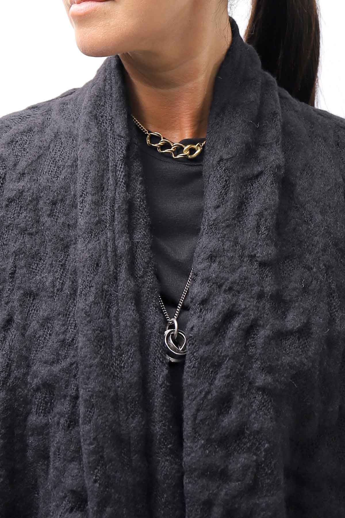 【NOSTRASANTISSIMA】 UNISEX JACQUARD LONG CARDIGAN MW159_BLACK