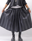 【PLÜ】 SHAPE MEMORY SKIRT PL09_WIDE STRIPE