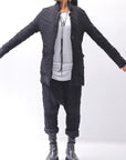 【studio b3】 UNISEX CRINKLED SOFT COTTON CARDIGAN JACKET RBB1971_BLACK