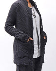 【studio b3】 UNISEX CRINKLED SOFT COTTON CARDIGAN JACKET RBB1971_BLACK