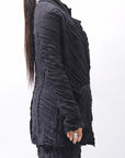 【studio b3】 UNISEX CRINKLED SOFT COTTON CARDIGAN JACKET RBB1971_BLACK